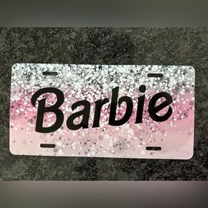 Barbie metal license plate